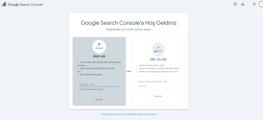search console kurulumu